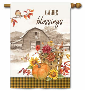 Gather Blessings Decorative House Flag
