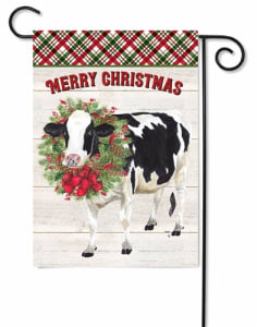 Merry Christmas Cow Decorative Garden Flag
