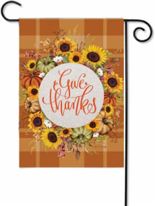 Give Thanks Wreath Decorative Garden Flag