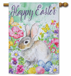 Bunny in the Garden Decorative House Flag