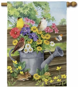 Watering Can Bunch Suede Decorative House Flag