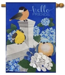 Hydrangea Garden Burlap Applique House Flag