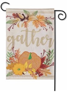 Autumn Gather Burlap Garden Flag