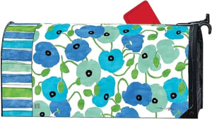 Blue Poppies MailWraps Mailbox Cover