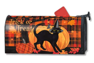 Witch Hat Cat MailWraps Magnetic Mailbox Cover