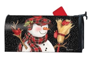 Snowman With Broom MailWraps Mailbox Cover