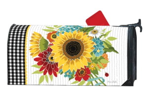 Sunflower Checks MailWraps Mailbox Cover