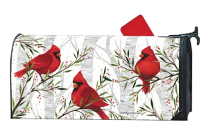 Cardinals in Birch MailWraps Mailbox Cover