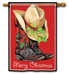 Cowboy Christmas BreezeArt Standard House Flag