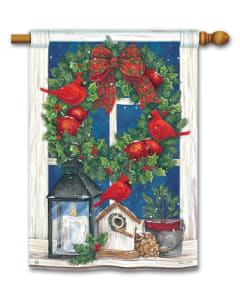 Wreath in the Window BreezeArt Standard House Flag