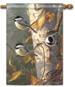 Chickadee Trio BreezeArt Standard House Flag