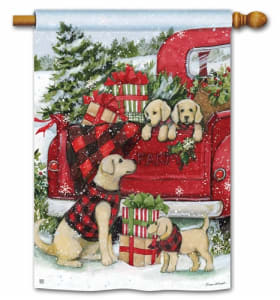 Christmas Puppies BreezeArt Standard House Flag