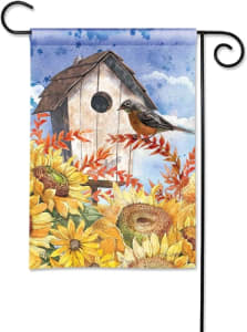 Sunflower Birdhouse BreezeArt Garden Flag