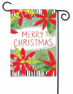 Holly Jolly Poinsettias BreezeArt Garden Flag