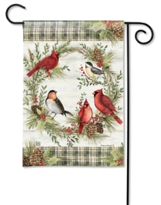 Winter Bird Wreath BreezeArt Garden Flag