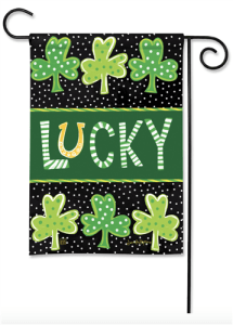 Lucky Horse Shoe & Shamrocks  BreezeArt Garden Flag