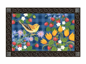 Strawberry Floral MatMates Decorative Doormat