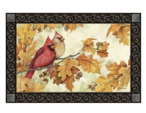 Cardinals in Fall Oak Leaves MatMates Decorative Doormat