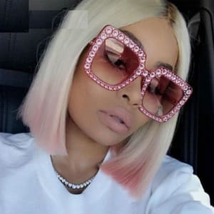 Frienda Women Oversize Square glitter Sunglasses Retro Thick Frame Disco