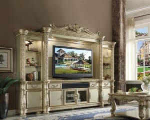 Vendome Entertainment Center in Gold Patina and Bone Finish by Acme - 91310