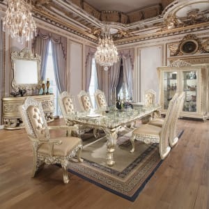 Vatican 7 Piece Dining Room Set in Champagne Silver Finish by Acme - DN00467