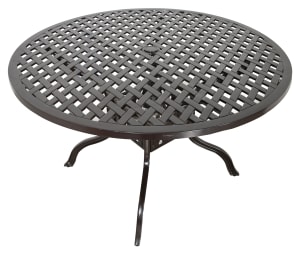 Savannah Outdoor Round Dining Table in Brown Bronzed Powder Coat Finish by Bridgeton Moore - AFD-10292262
