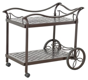 Savannah Outdoor Serving Tea Cart in Brown Bronzed Powder Coat Finish by Bridgeton Moore - AFD-10293441
