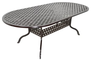 Savannah Outdoor Oval Dining Table in Brown Bronzed Powder Coat Finish by Bridgeton Moore - AFD-10311515