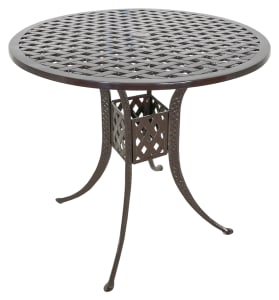 Savannah Outdoor Round Bar Table in Brown Bronzed Powder Coat Finish by Bridgeton Moore - AFD-10336561