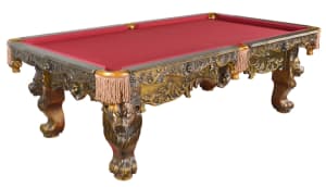 Monarch Oak Pool Table Professional Size in Antiqued Gold Leaf Finish by AFD Home - AFD-10505539
