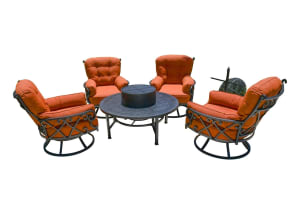 Chillounger 5 Piece Outdoor Firepit Club Set in Powder Coat by Bridgeton Moore - AFD-11187042