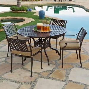 Savannah 5 Piece Outdoor Round Dining Table Set in Powder Coat by Bridgeton Moore - AFD-11232237