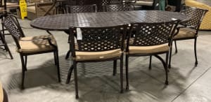 Savannah 7 Piece Outdoor Oval Dining Table Set in Powder Coat by Bridgeton Moore - AFD-11232245