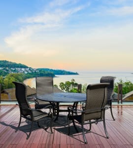 Wyndermere 5 Piece Outdoor Round Dining Table Set in Powder Coat Finish by Bridgeton Moore - AFD-11267851