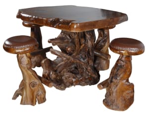 Live Edge Natural 5 Piece Bar Table Set in Brown Finish by AFD Home - AFD-12005391