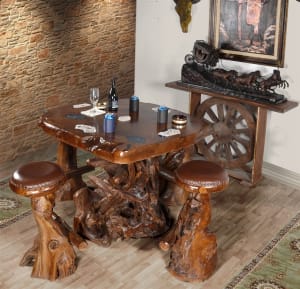 Kind Teak 5 Piece Bar Table Set in Brown Finish by AFD Home - AFD-12011275