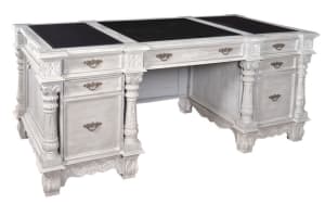 Mystique Mahogany Monarch Executive Desk in Grey Finish by AFD Home - AFD-12018847