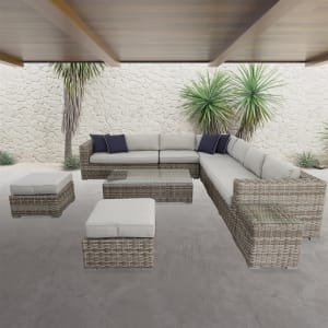 11 Piece Cawtherne Outdoor Seating Set in Grey Fabric by Bridgeton Moore - AFD-12023239