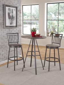 Casual Dining 3 Piece Pub Table Set in Slate Grey with Grey Oak Top Finish by American Woodcrafters - AME-P1-121-B121-3PCS