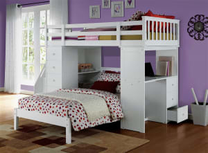 Freya Twin/Twin Loft Bed in White Finish by Acme - 37145-2