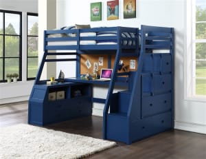 Jason II Twin Loft Bed in Navy Blue Finish by Acme - 37455