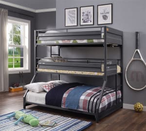 Cargo Twin/Twin/Full Triple Bunk Bed in Gunmetal Finish by Acme - 37995