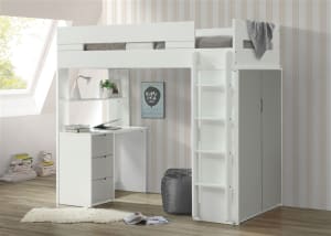 Nerice Twin Loft Bed in White & Gray Finish by Acme - 38050