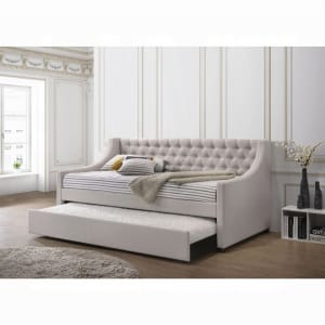 Lianna Transitional Twin Daybed with Trundle in Fog Fabric Finish by Acme - 39395