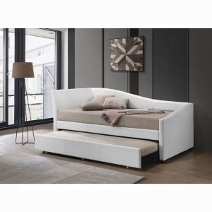 Jedda Contemporary Twin Daybed with Trundle in White Synthetic Leather Finish by Acme - 39400
