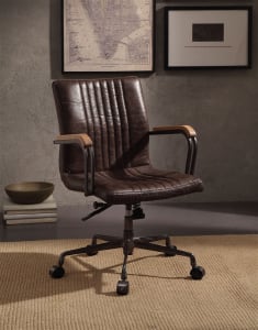 Joslin Office Chair in Distress Chocolate Top Grain Leather Finish by Acme - 92028