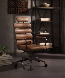 Calan Office Chair in Retro Brown Top Grain Leather Finish by Acme - 92108