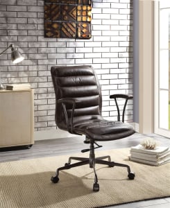 Zooey Executive Office Chair in Distress Chocolate Top Grain Leather Finish by Acme - 92558