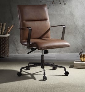 Indra Office Chair in Vintage Chocolate Top Grain Leather Finish by Acme - 92568