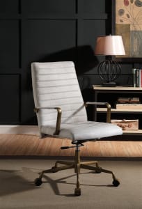 Duralo Office Chair in Vintage White Top Grain Leather Finish by Acme - 93168